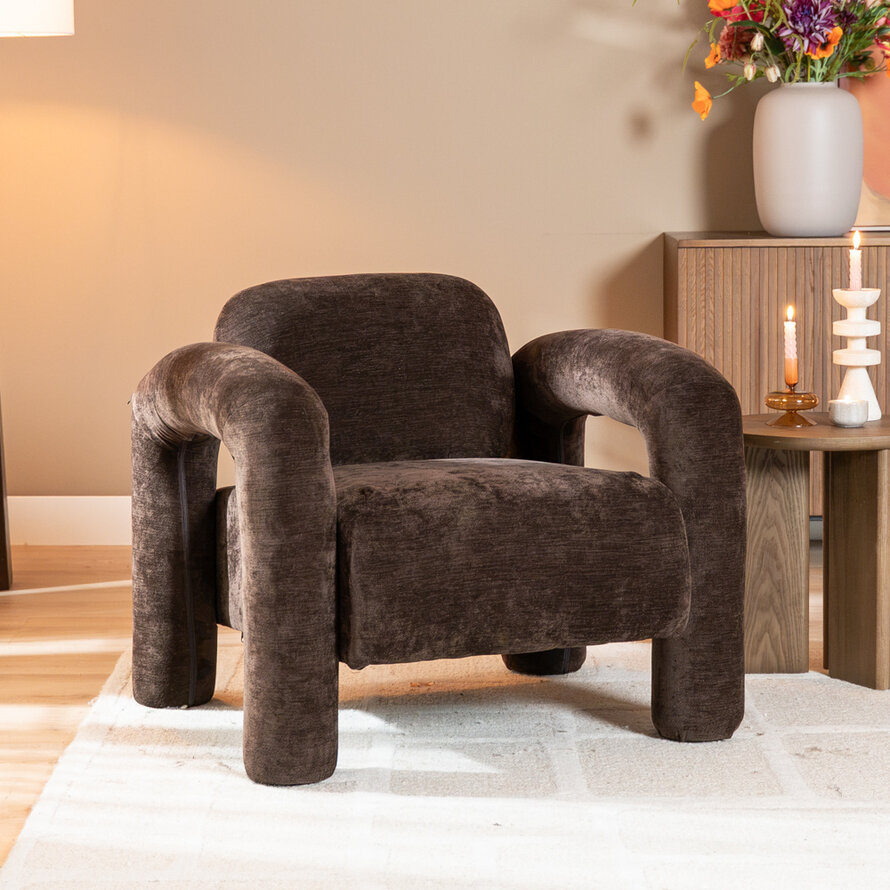 Sessel Tess Samt braun