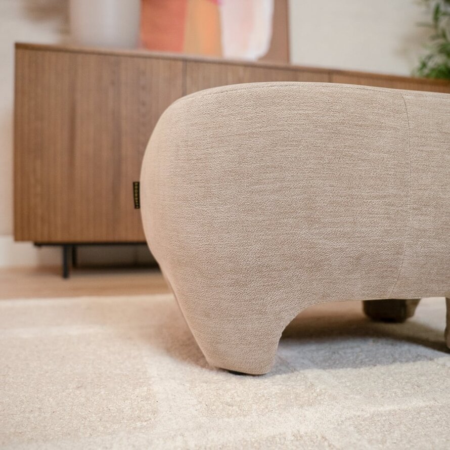 Sessel mit Hocker Emma Samt beige