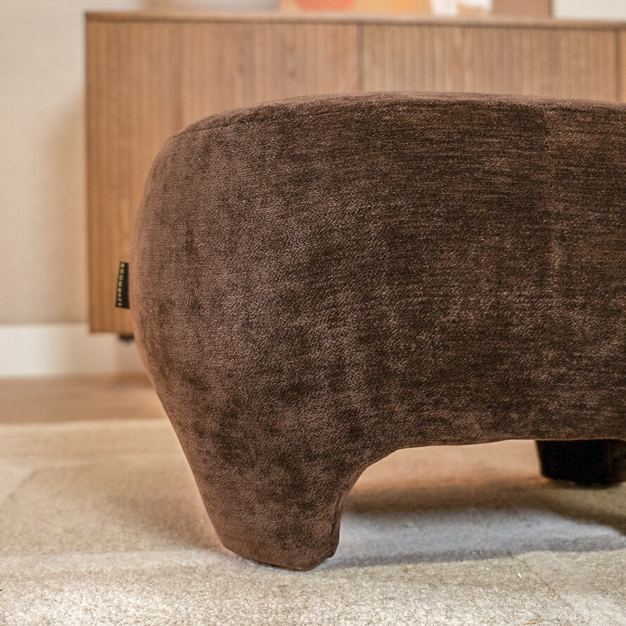 Sessel mit Hocker Emma Samt braun