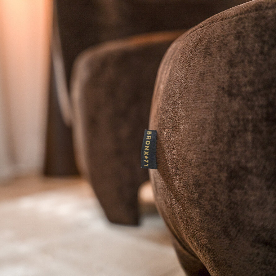 Sessel mit Hocker Emma Samt braun