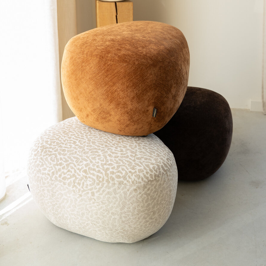 Hocker Fenna taupe Leo-Print