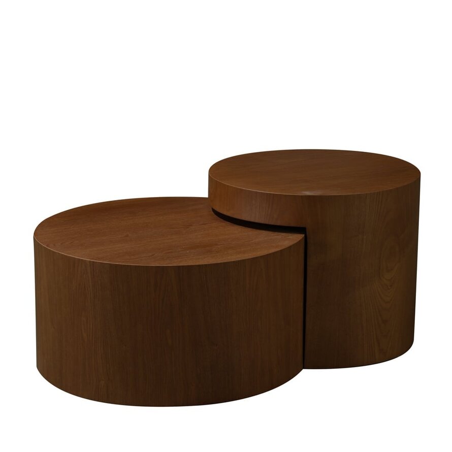 Couchtisch Set Ontario Ø55 / Ø80 cm Eiche dunkel