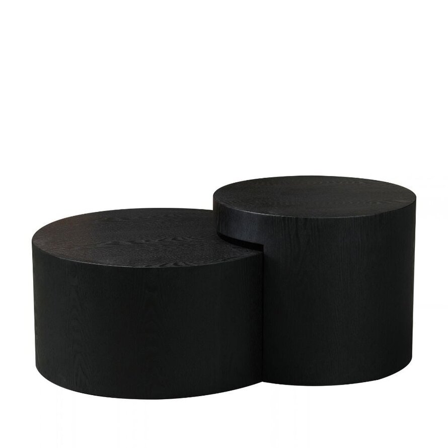 Couchtisch Set Ontario Ø55 / Ø80 cm Eiche schwarz