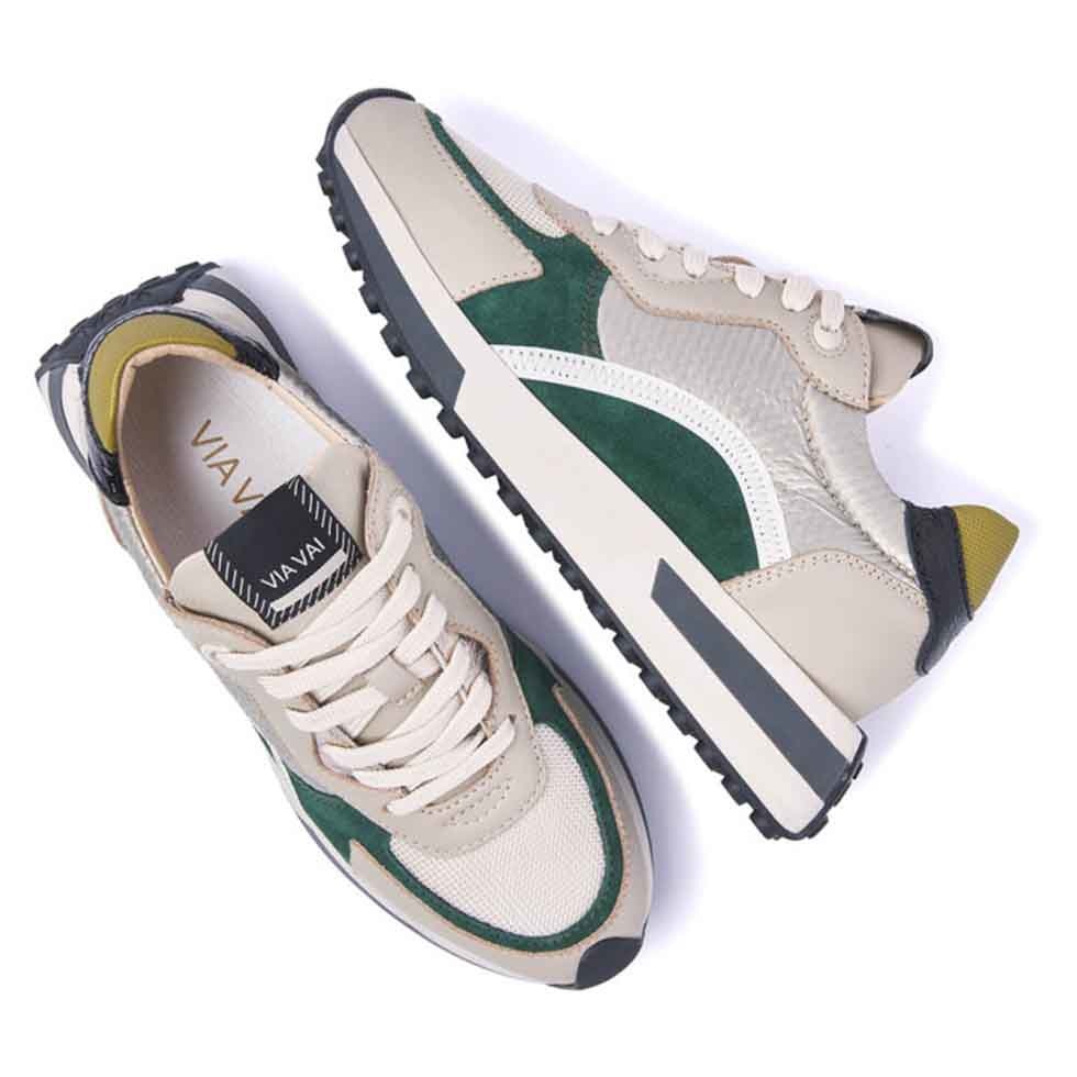 Via Vai sneaker Posy Dash Beige Groen - Van Dael Schoenen