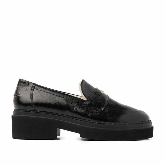 Frankie Loafer Fur Lak Zwart