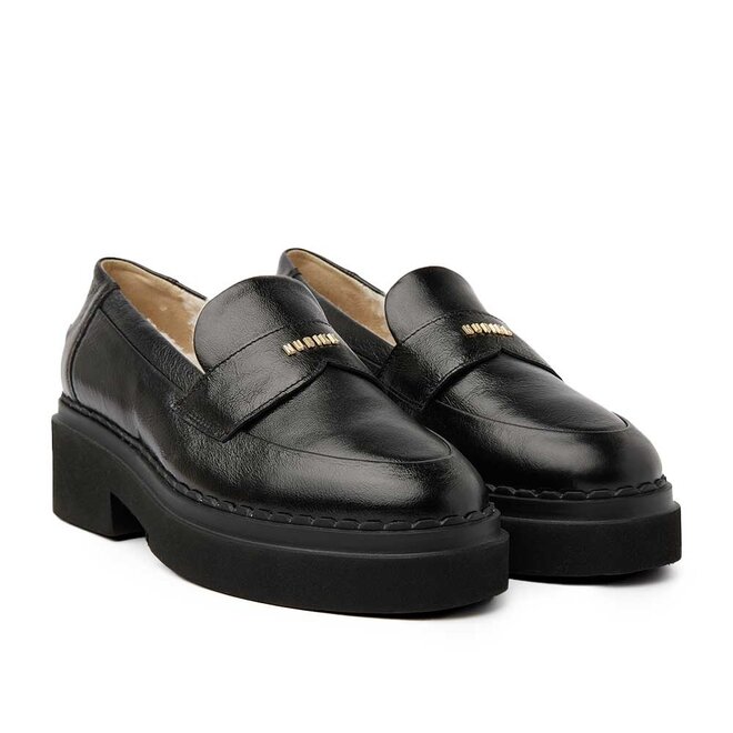 Frankie Loafer Fur Lak Zwart