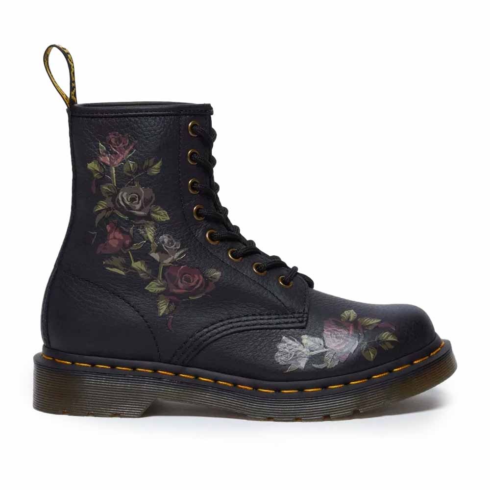 dames veter boot 1460 Black Flower Zwart Van Dael