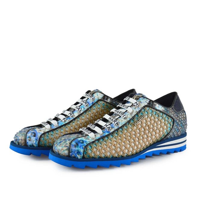 Raffia Grezza Beige Blauw