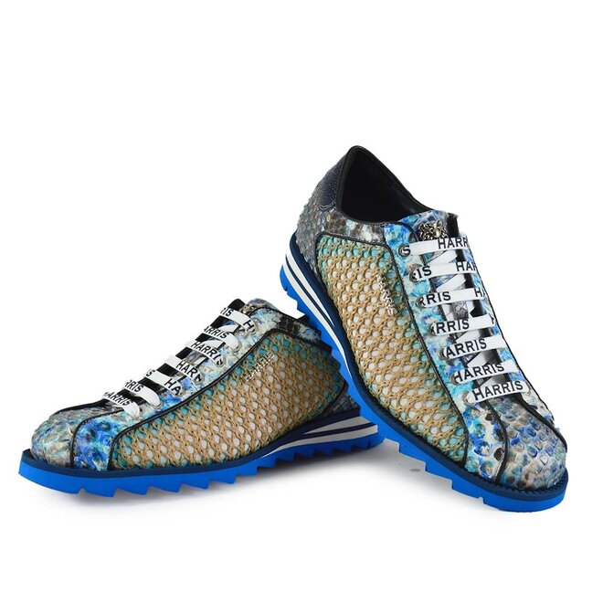 Raffia Grezza Beige Blauw