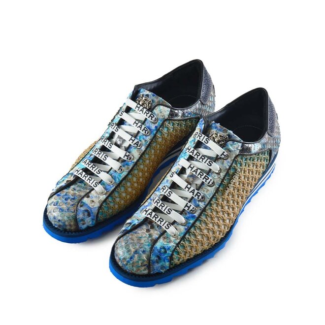 Raffia Grezza Beige Blauw