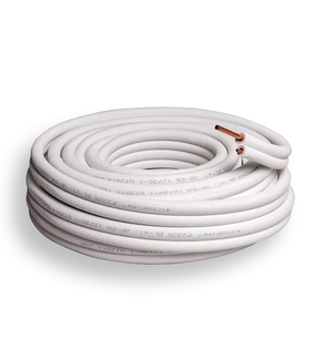 Koelleiding Geïsoleerd Dubbel P2425 Ø 1/4" x 1/2" Volle rol 25 meter Wit