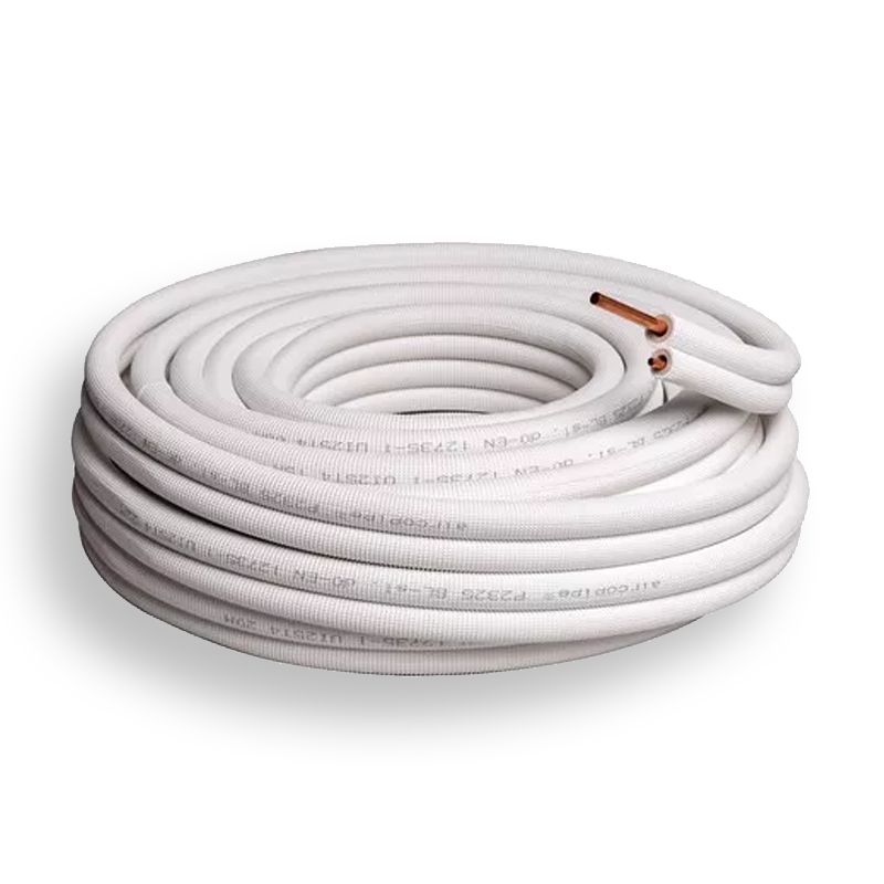 Koelleiding Geïsoleerd Dubbel P2525 Ø 1/4" x 5/8" Volle rol 25 meter Wit