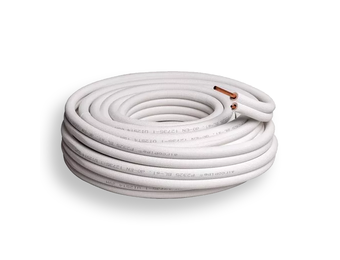 Koelleiding Geïsoleerd Dubbel P3525 Ø 3/8" x 5/8" Volle rol 25 meter Wit