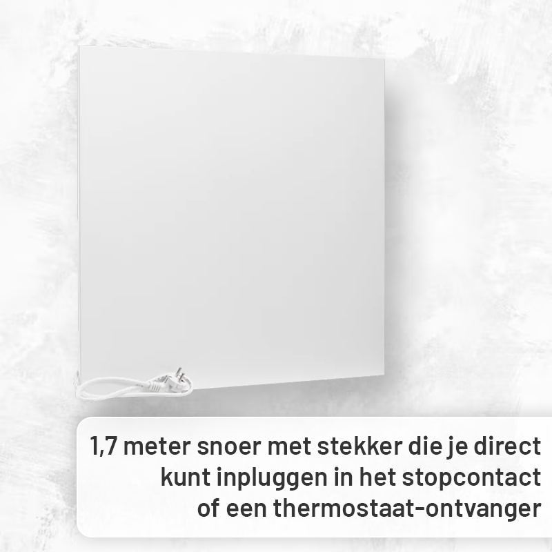 Infraroodpaneel 60x60cm Mat Wit 400Watt • Met wandbeugel