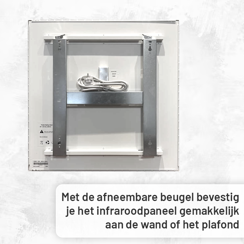 Infraroodpaneel 60x60cm Mat Wit 400Watt • Met wandbeugel