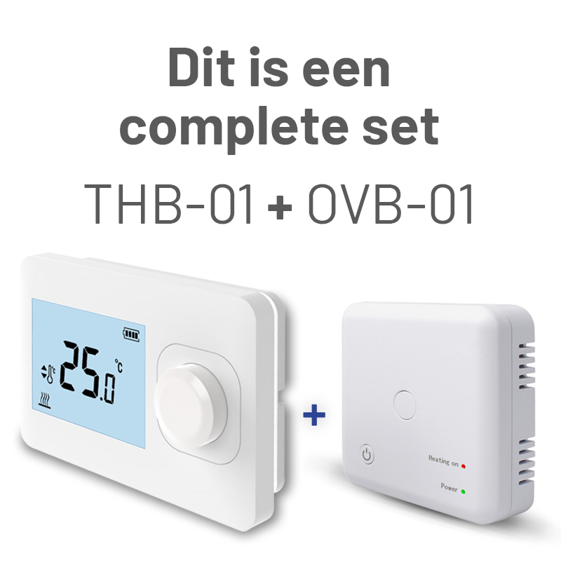 Set THB-01 + OVB-01 Draadloze Aan/uit Thermostaat - Alleen temperatuur instellen