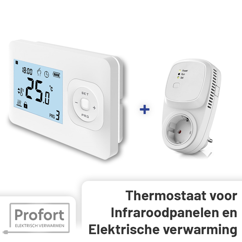 Set THB-02 + OVB-02 Draadloze Klokthermostaat - Tijden en dagen in te stellen