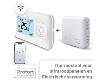 Set THB-03 + OVB-03 Draadloze Wifi Klokthermostaat - Bedienbaar via je mobiel - Wit