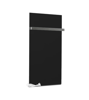 Infrarood Badkamer Verwarmingspaneel 60x120cm Mat Zwart +Handdoekrek