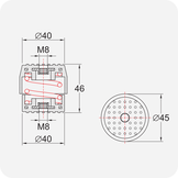Trillingsdempers met stalen veer • Set van 4 stuks • 70-120 kg
