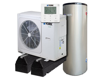 AANBIEDING: Complete Set Monoblock Warmtepomp York YKF09CNC 10,0 kW + LMNT 150L Buffertank en Set Opstelbalken