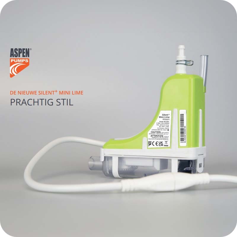 Airco Condenswaterpomp Mini Lime Silent+ 16dB Complete Set met Inoac Leidinggoot