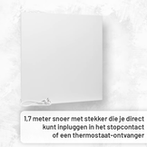 Complete Set Infrarood Verwarmingspaneel 60x60cm Mat Wit met Thermostaatset