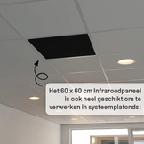Complete Set Infrarood Verwarmingspaneel 60x60cm Mat Zwart met Thermostaatset