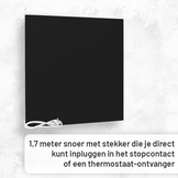 Complete Set Infrarood Verwarmingspaneel 60x60cm Mat Zwart met Thermostaatset