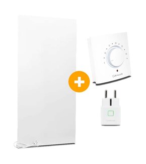 Complete Set Infrarood Verwarmingspaneel 60x120cm Mat Wit met Thermostaatset