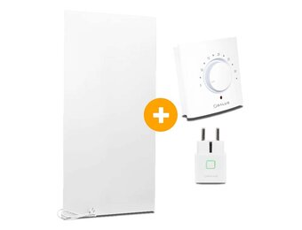 Complete Set Infrarood Verwarmingspaneel 60x120cm Mat Wit met Thermostaatset