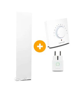 Complete Set Infrarood Verwarmingspaneel 30x120cm Mat Wit met Thermostaatset