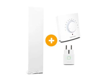 Complete Set Infrarood Verwarmingspaneel 30x120cm Mat Wit met Thermostaatset