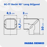 Bocht 90° Lang Stijgend PVC Wit Inaba Denko SC-77-W 75 mm