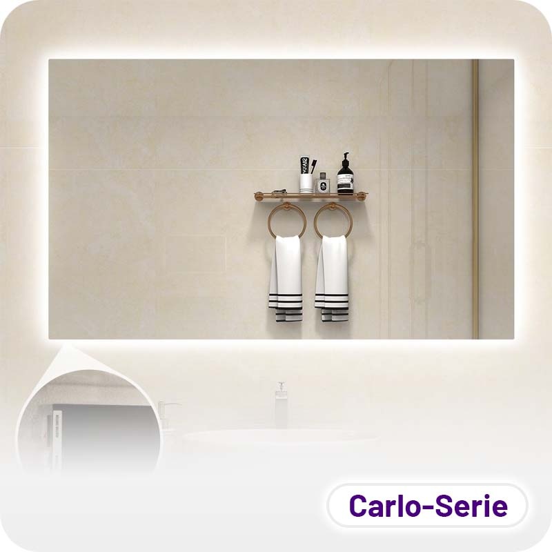 Badkamerspiegel Carlo met Infraroodverwarming en LED - Frameloos - 60x80cm 450W