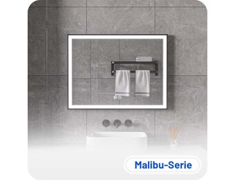 Badkamerspiegel Malibu Anti-Condens en LED - Zwart Frame - 60x100cm
