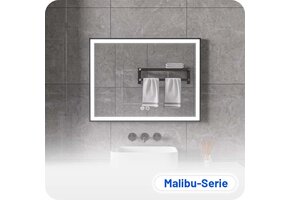 Badkamerspiegel Malibu Anti-Condens en LED - Zwart Frame - 60x120cm