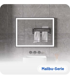 Badkamerspiegel Malibu Anti-Condens en LED - Zwart Frame - 60x60cm