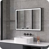 Badkamerspiegel Malibu Anti-Condens en LED - Zwart Frame - 60x60cm