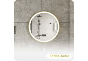 Badkamerspiegel Torino Anti-Condens en LED - Smart - Gouden Frame - 80cm