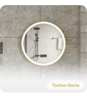 Badkamerspiegel Torino Anti-Condens en LED - Smart - Gouden Frame - 80cm