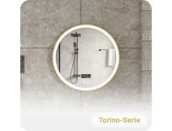 Badkamerspiegel Torino Anti-Condens en LED - Smart - Gouden Frame - 80cm