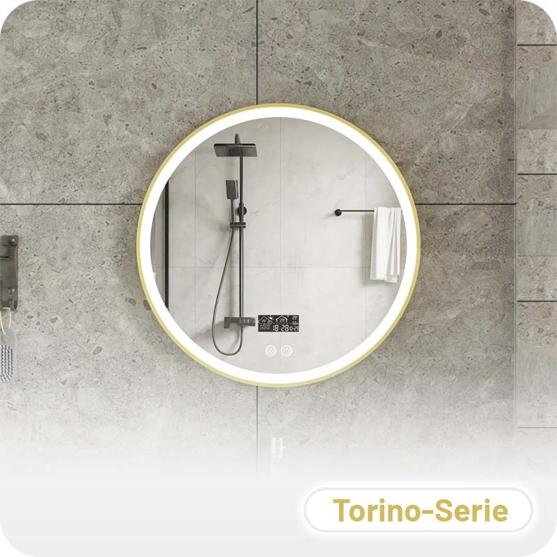 Badkamerspiegel Torino Anti-Condens en LED - Smart - Gouden Frame - 80cm