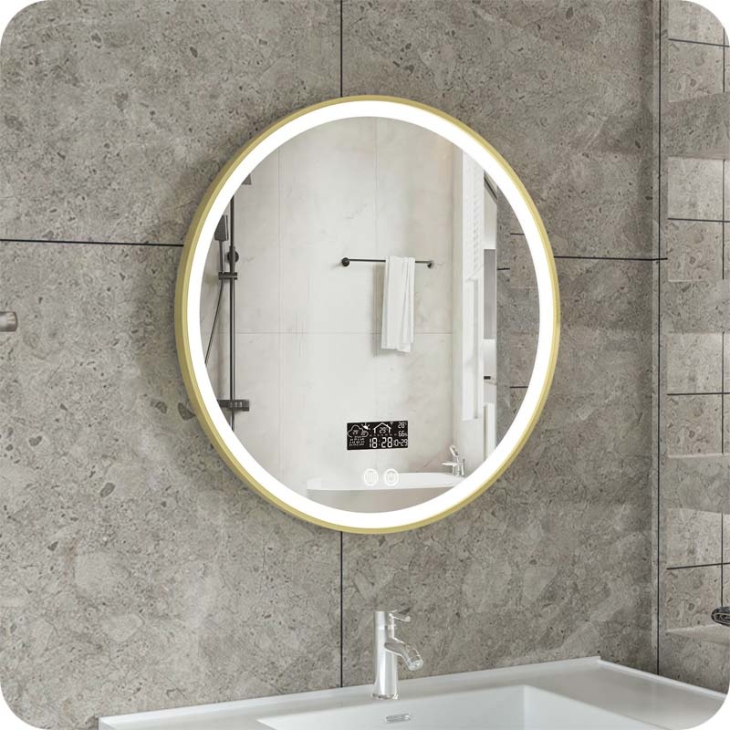 Badkamerspiegel Torino Anti-Condens en LED - Smart - Gouden Frame - 80cm