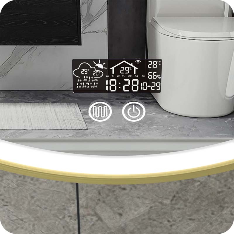 Badkamerspiegel Torino Anti-Condens en LED - Smart - Gouden Frame - 60cm