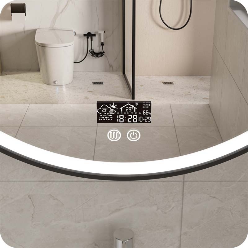 Badkamerspiegel Cortina Anti-Condens en LED - Smart - Zwart Frame - 60cm