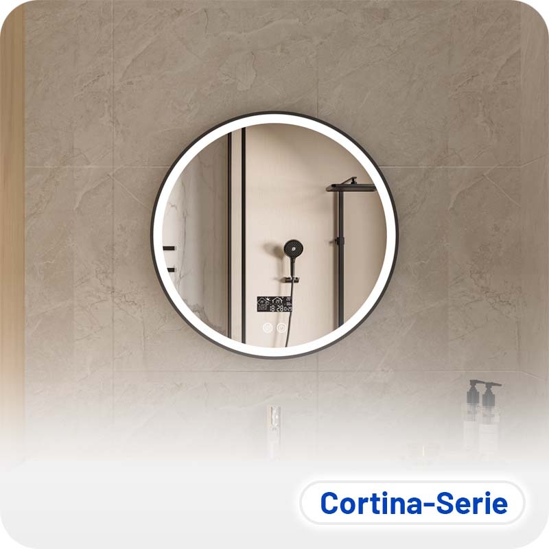Badkamerspiegel Cortina Anti-Condens en LED - Smart - Zwart Frame - 80cm