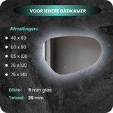 Badkamerspiegel Dart Anti-Condens en LED - Frameloos - 90x60cm