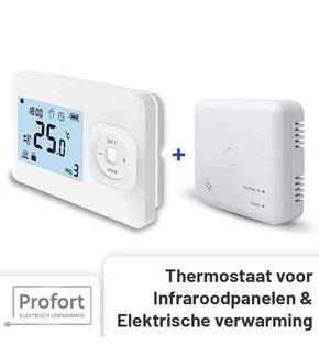 Set THB-02 + OVB-01 Draadloze Klokthermostaat - Tijden en dagen in te stellen - Wit