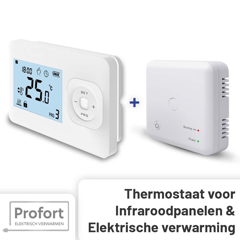 Set THB-02 + OVB-01 Draadloze Klokthermostaat - Tijden en dagen in te stellen - Wit